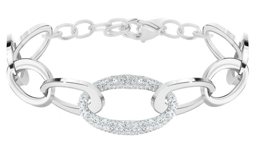 Image 8: Pulsera con cristales brillantes en dorado o plateado de SC Crystal