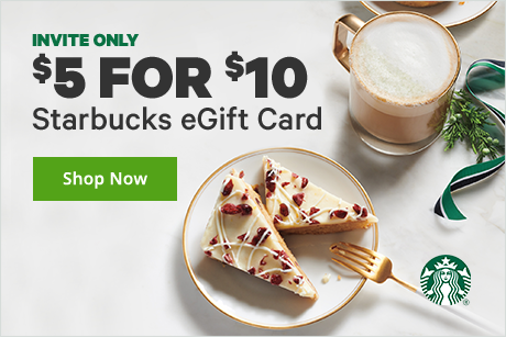 $5 for $10 Starbucks eGift Card