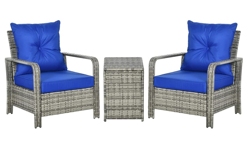 Image 3: Outsunny 3-Piece Rattan Effect Bistro Set