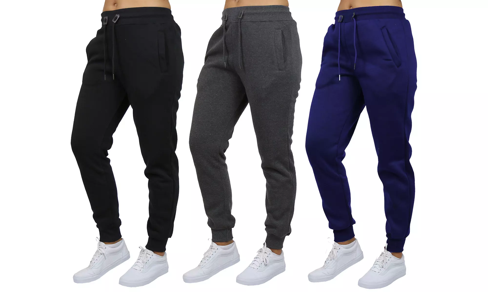 (3-Pack) Women's Loose Fitting Fleece Jogger Sweatpants (Sizes, S-2XL)
