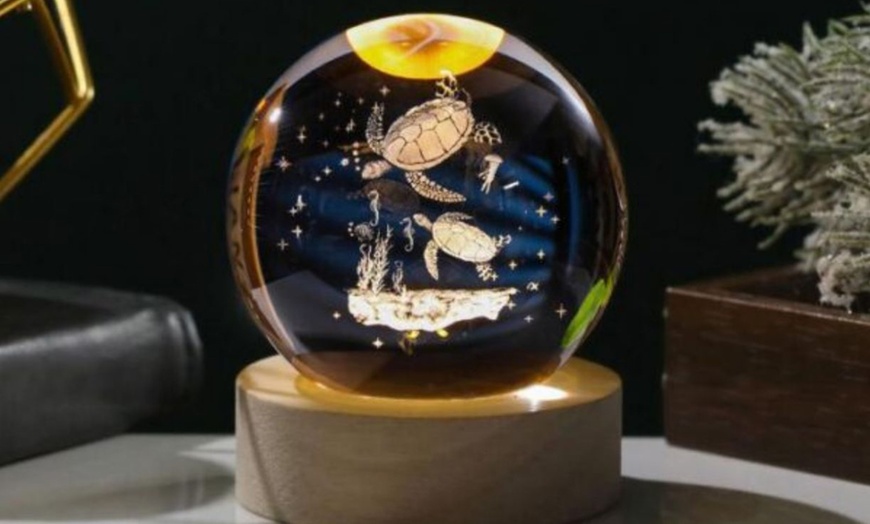 Image 7: 3D Engraved Crystal Ball Night Light with Solid Wood Base