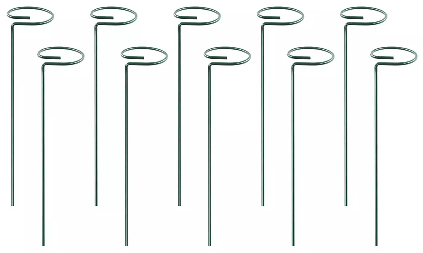 iNova 10"/16" Garden Plant Support Stakes Single Stem Flower Support (10-Pack)