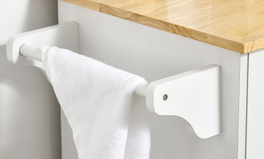 Image 4: HOMCOM Modern Rolling Storage Kitchen Island