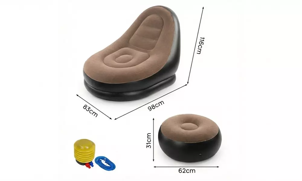 Fauteuil gonflable avec repose-pieds