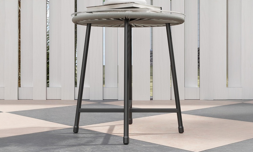 Image 16: Outsunny Woven Bistro Set with 2 Chairs and Table, Choice of Styles