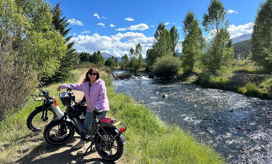 Image 1: Kids or Adult Full Day 8-Hour E-Bike Rental w/ Optional Child Carrier