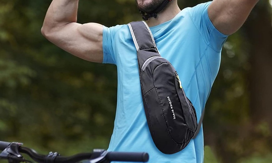 Image 7: Crossbody Zippered Sling Backpack 