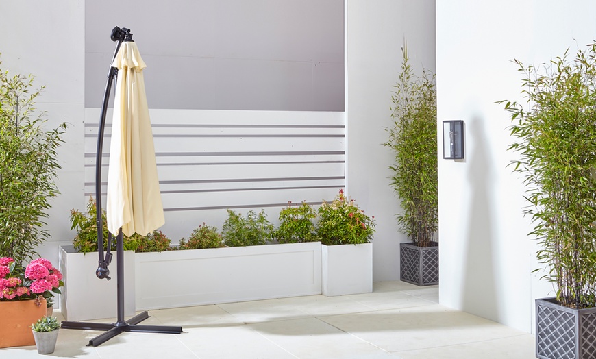 Image 1: Neo 3m Garden Outdoor Waterproof Freestanding Parasol LED Lights 