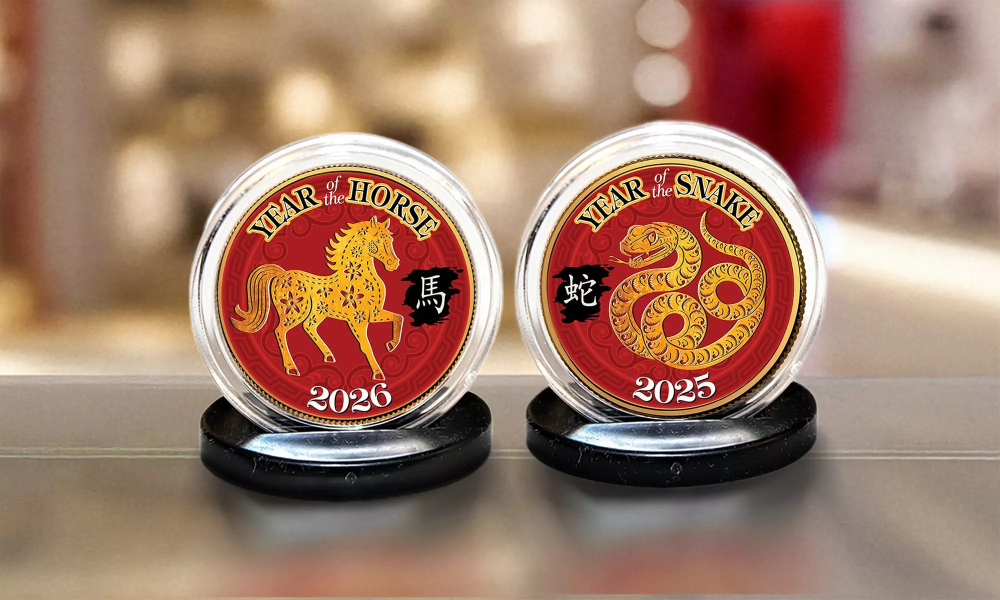 Chinese New Year Lucky Money 24K Gold Plated JFK Half Dollar Coin Editions