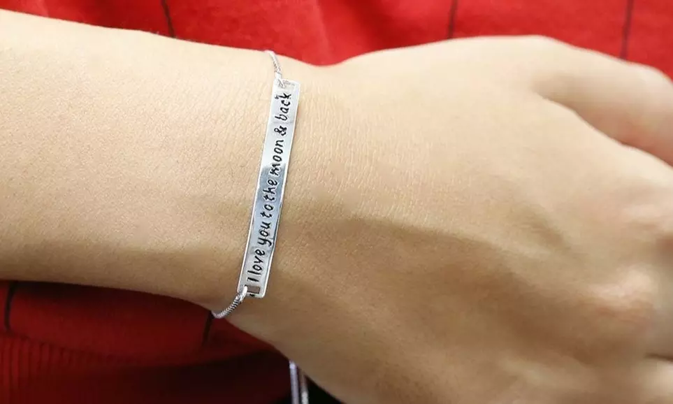 925 Sterling Silver Adjustable Bracelet With Love Engravings - Multiple Options