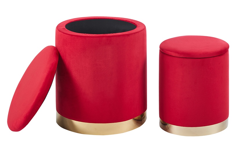 Image 9: Coppia di pouf contenitori in velluto