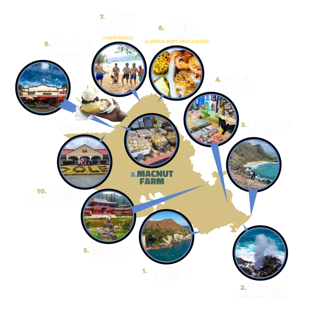 All Day Oahu See It All Circle Island Tour with 10+ Stops! 