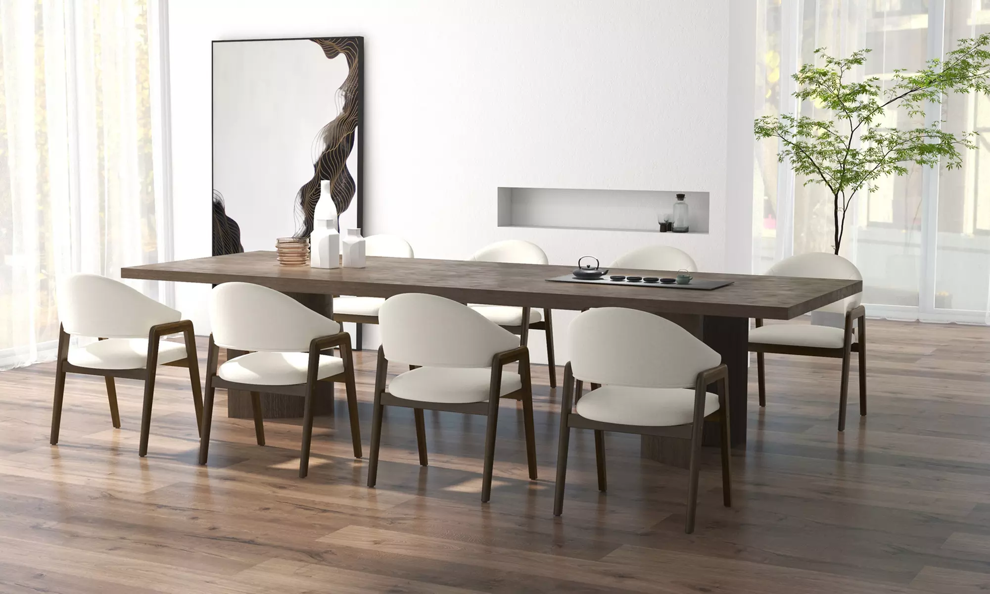 Sillas de comedor tapizadas con patas de madera Woolden, de Doosense