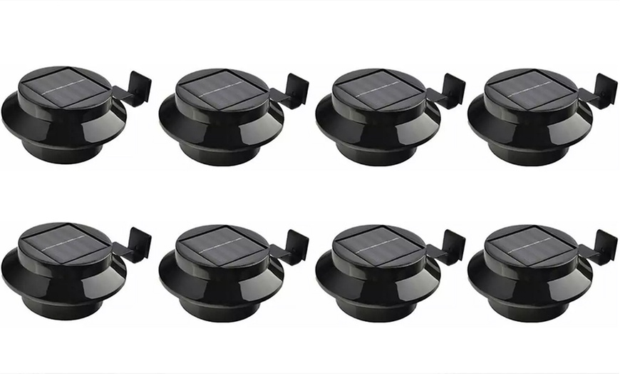 Image 10: Brighten Your Space: 2, 4, or 8 Solar Fence Gutter Lights: White/Black