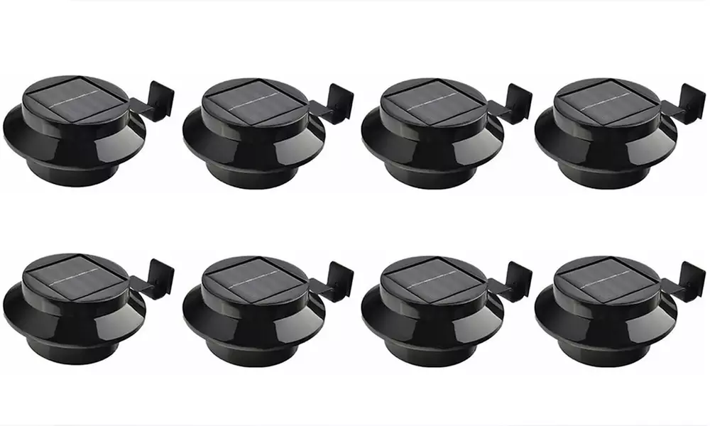 Brighten Your Space: 2, 4, or 8 Solar Fence Gutter Lights: White/Black