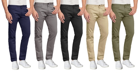 Men's5-Pocket Slim Fit Cotton Stretch Chino Pants (Sizes 30-42) 42x32 Timber