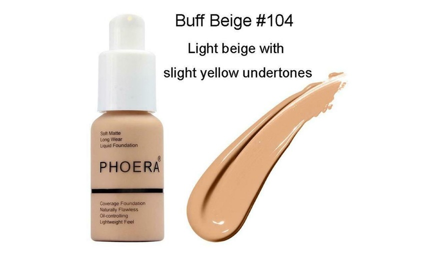 Image 5: Phoera Foundation Makeup Full Coverage Liquid Base Brighten Long Lasting Shade