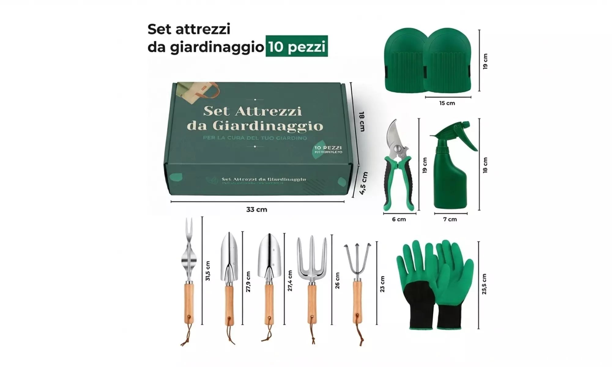 Complete 10-delige rvs tuingereedschapset met opbergtas