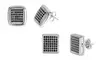 Men's Sterling Silver Square or Button Cut Pave Studs