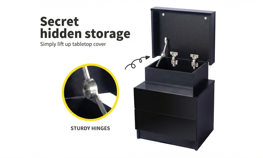 Image 6: Levede LED Bedside Table; Customisable RGB Lighting Options