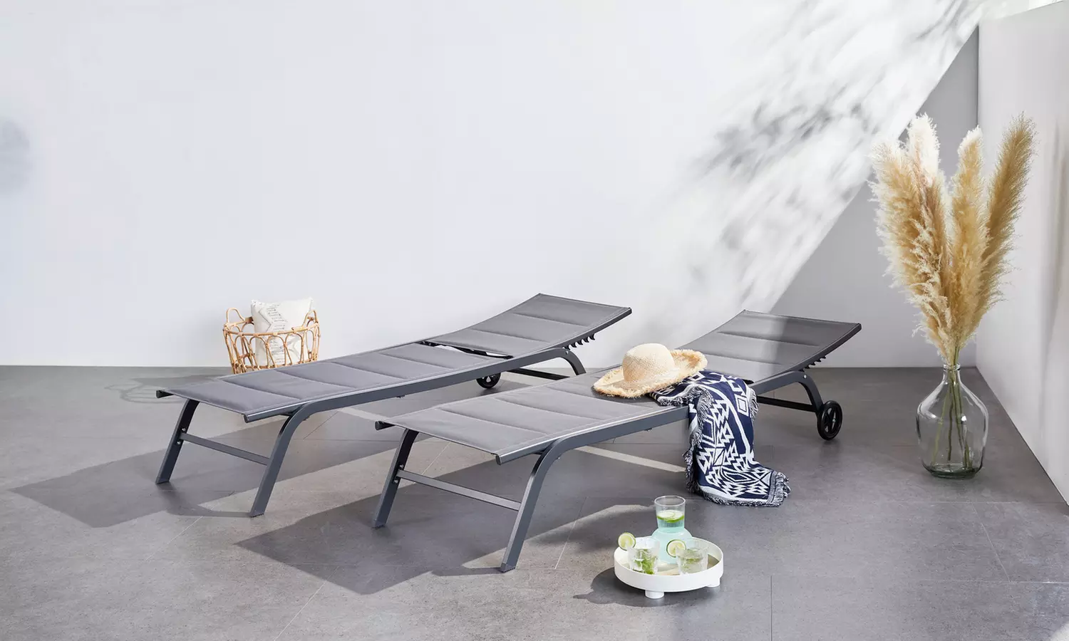 Lot de 2 transats en aluminium AUCKLAND, Kokoon