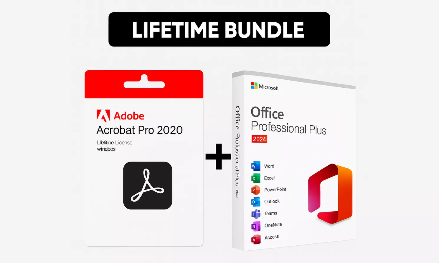 Microsoft Office 2024 Professional Plus + Adobe Acrobat Pro 2020  Lifetime Access Bundle (Up to 78%Off) - Primary Image