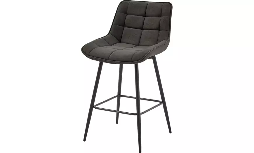 Image 13: Lot de 2 tabourets de bar en métal noir et tissu