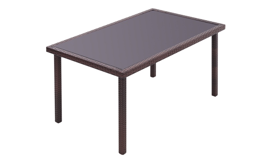 Image 36: Outdoor Garden Rattan Effect Tempered Glass Coffee Table with 6 Styles