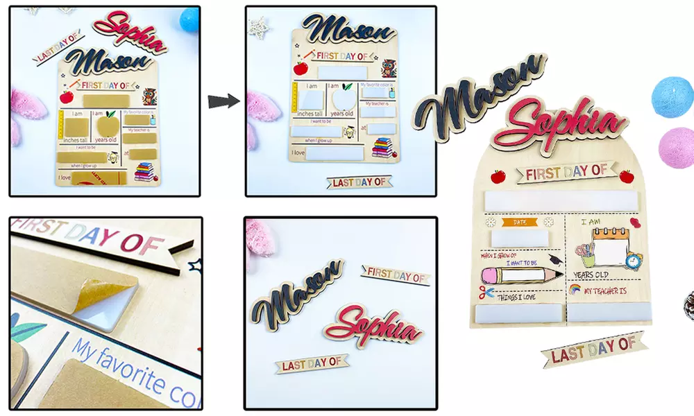 Personalisierbares Einschulungsschild für Schulkinder aus Holz