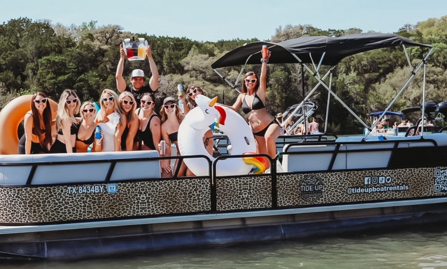 Image 1: 4-Hour 14/20 Person Pontoon on Lake Travis or Lake Austin 