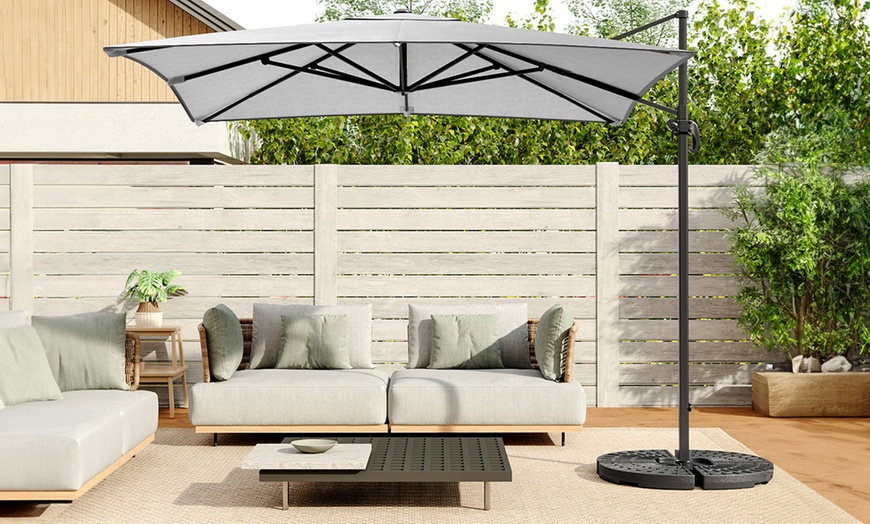Image 5: Rotatable Square Cantilever Umbrella with Fillable Base