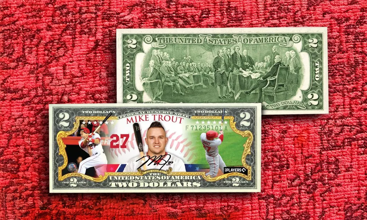 MIKE TROUT - LA Angels Baseball Bucks MLB Player Genuine 2 Dollar Bill