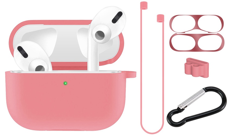 Image 9: 5 in 1 Apple AirPods Pro Soft Silicone Full Protective Shockproof Case Cover