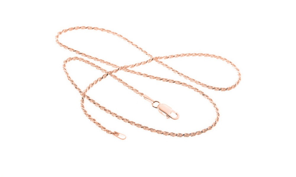 Italian Made Solid Sterling Silver Rope Chains in 18k Rose Gold