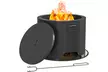 Outsunny Outdoor Round Fire Pit with Lid and Poker - Second Medium