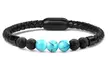 Men's Natural Healing Stone Leather Bracelet with Magnetic Closure - Second Medium