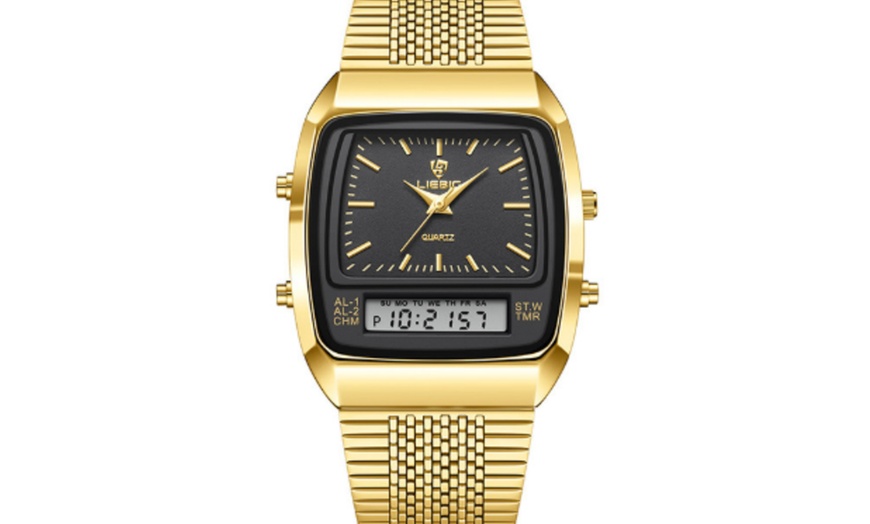 Image 2: Men's Luminous Dual-Display Quartz Watch