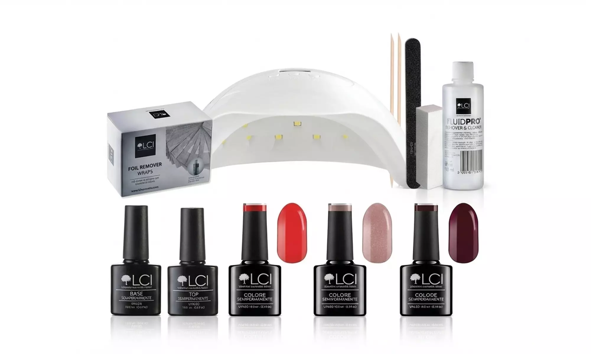 Lci Cosmetics : kit de vernis semi-permanent avec lampe LED
