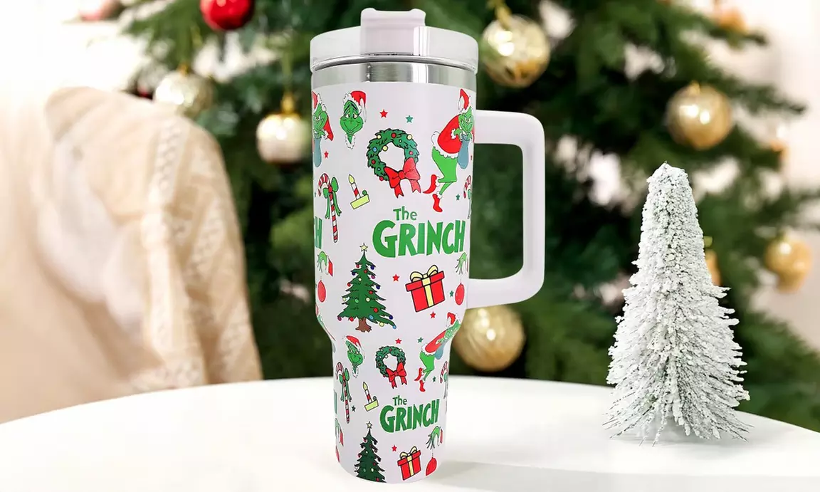 1x oder 2x Edelstahl-Thermobecher 1,2 L mit Grinch-Motiv