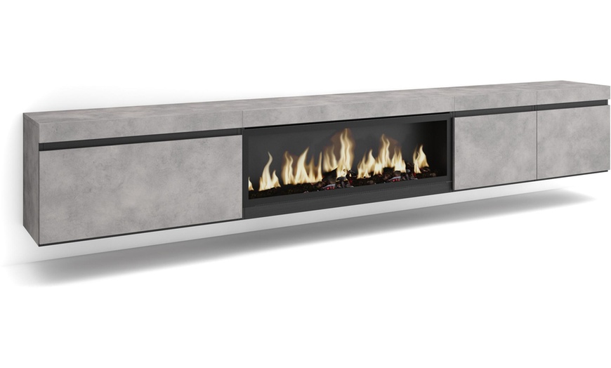 Image 17: Mueble TV '' Cozy'' con Chimenea Eléctrica XXL opcional y almacenaje