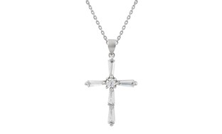 Sterling Silver Design Cross Necklace Made with Swarovski Elements