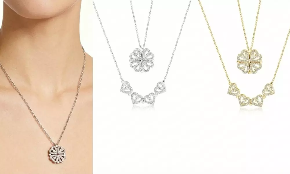2er-Set Halsketten mit Anhängern im Kleeblatt-Herz-Design