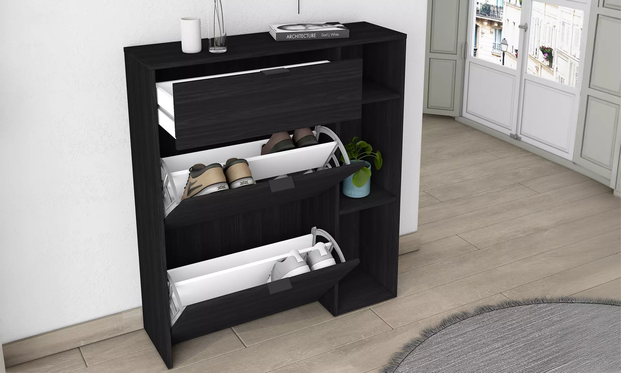 Praktischer Schuhschrank mit viel Stauraum