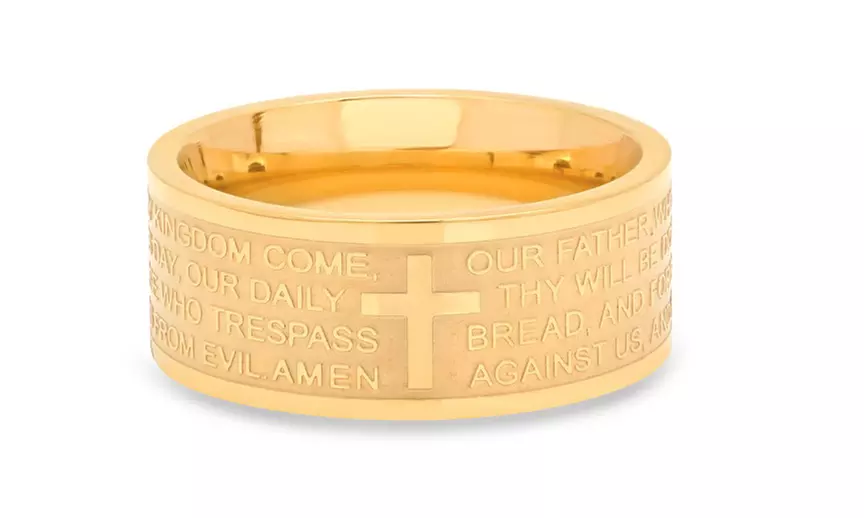  Stainless Steel Our Father Prayer Band Ring