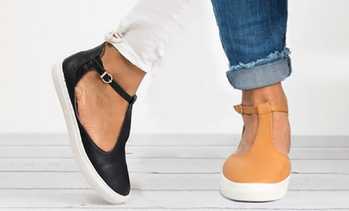 Women's T-Strap Flat Heel Sandals