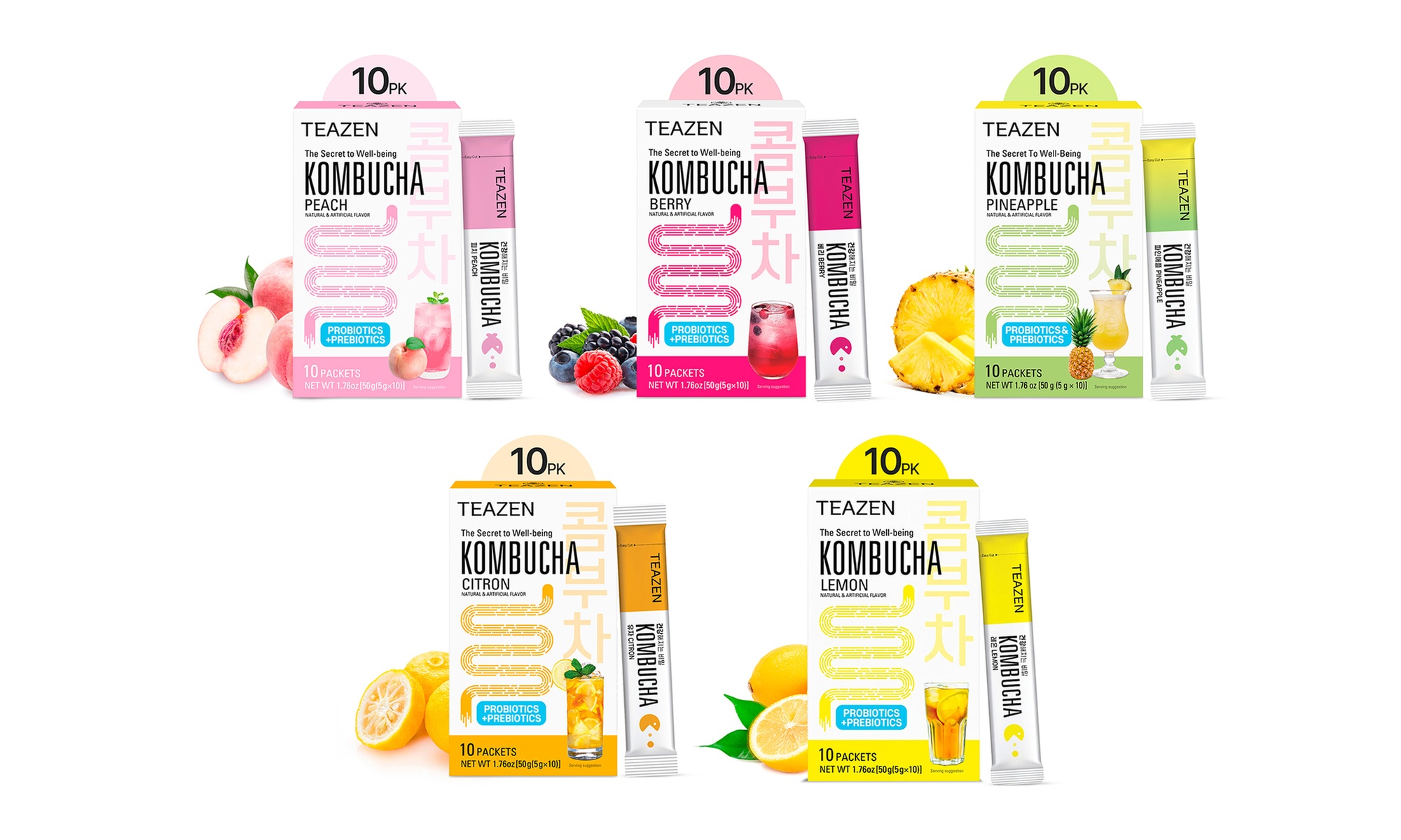 10 bustine di tè Kombucha Teazen