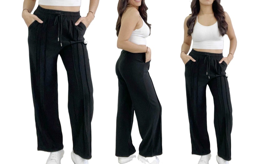 Image 2: Plain and Seam Front Wide Leg Trousers