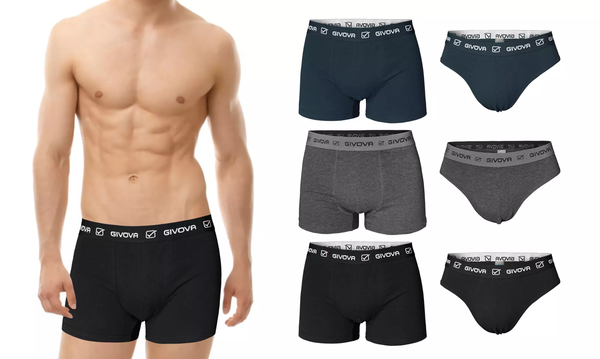 6 paia di slip o boxer Givova da uomo