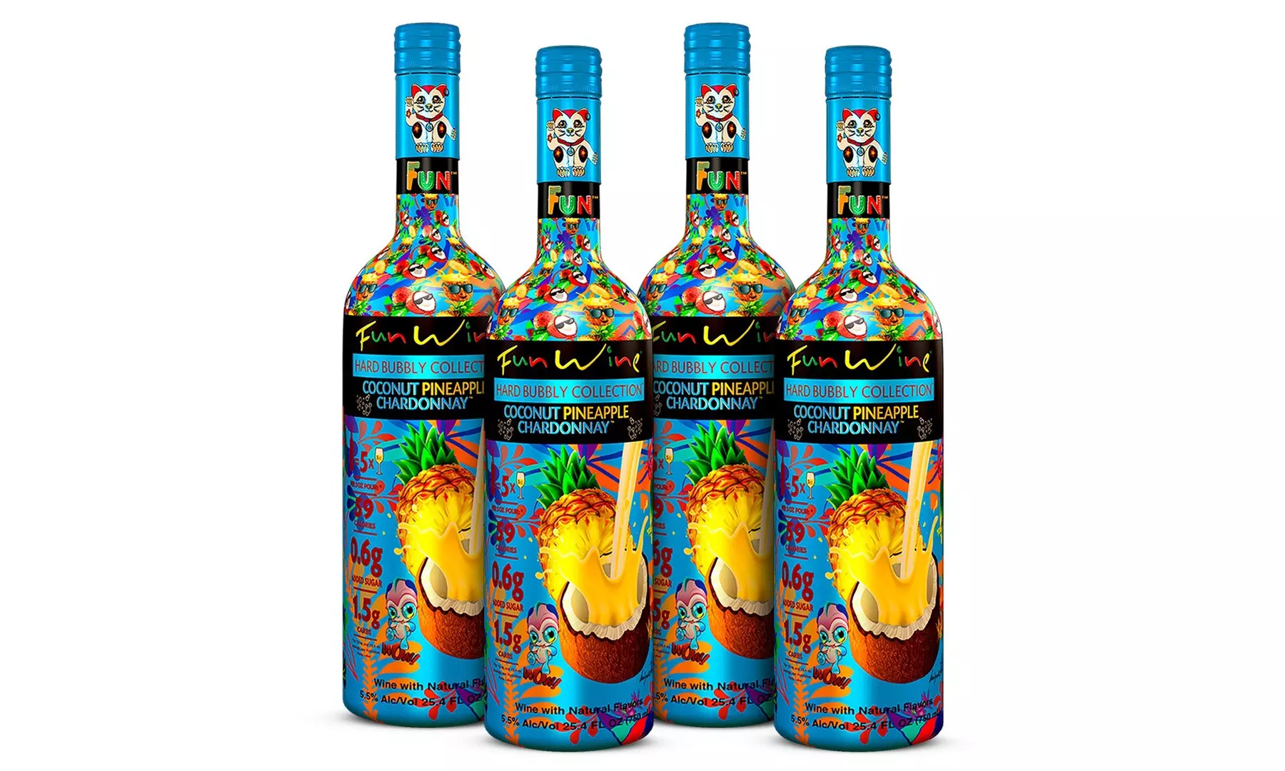 Fun Wine - Coconut Pineapple Chardonnay - 4 Bottles - Shipping Included