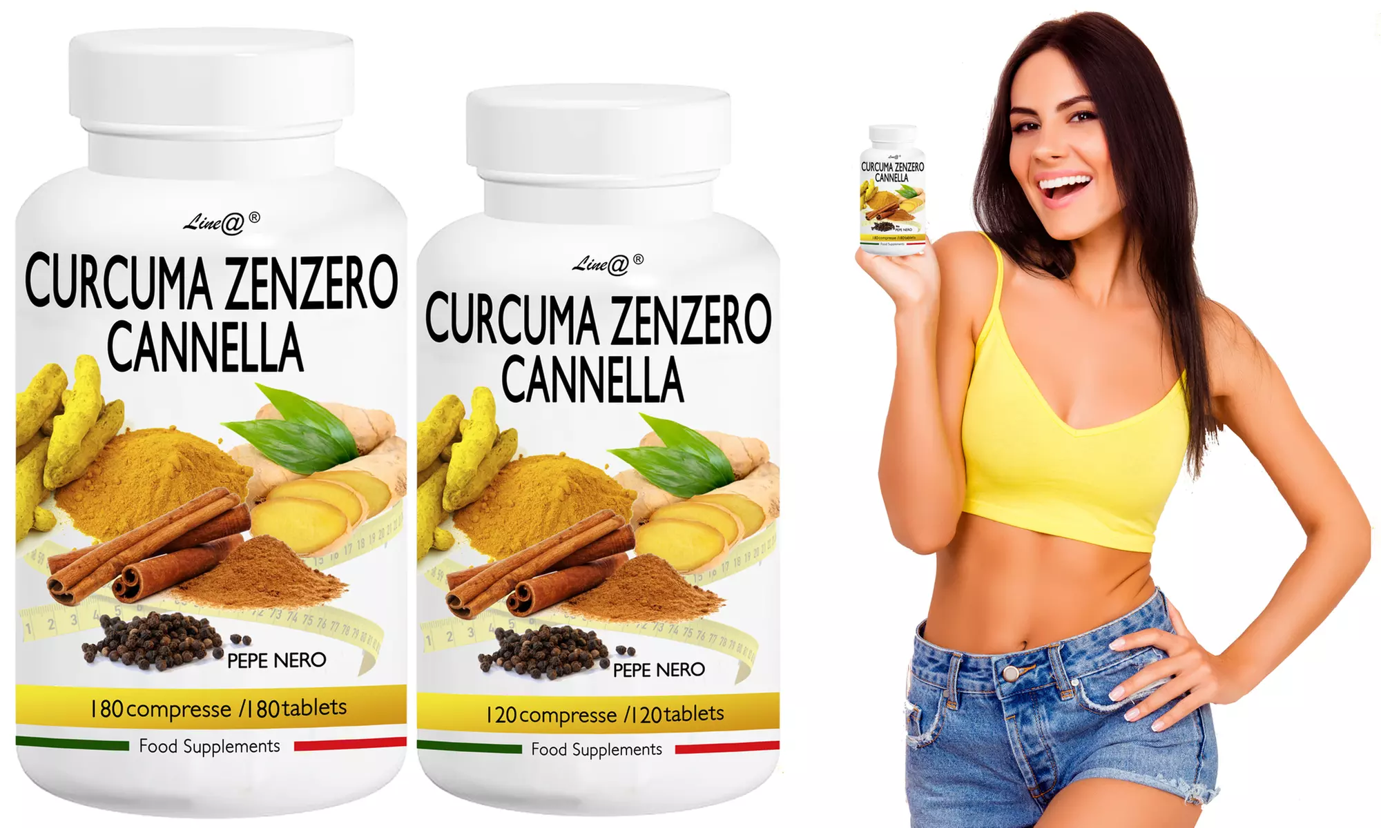 60, 120, 180, 360 ou 720 comprimés Line@ à base de curcuma, gingembre, cannelle et poivre noir - Primary Image